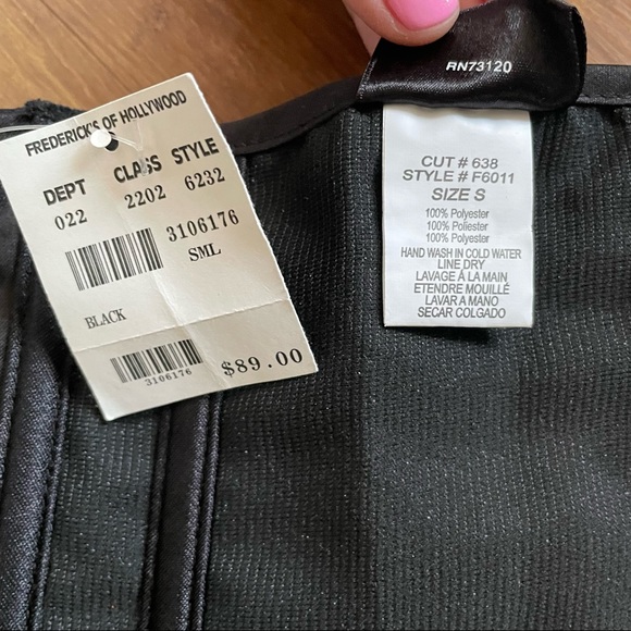 Fredricks Hollywood corset black lace sequins gold sexy Small bustier lingerie - Picture 6 of 11